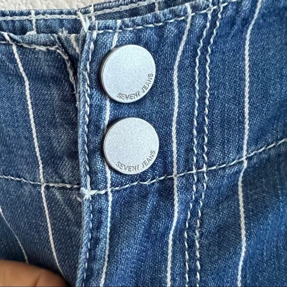 Seven7 Striped Wide Leg Crop Pants Chambray Denim 10 - Picture 4 of 13